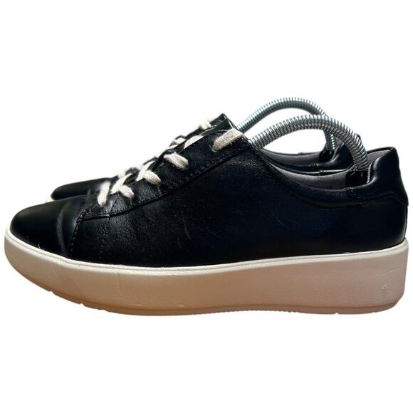 COLLECTION BY CLARKS LAYTON LACE Women's Size 6 Black Leather Sneakers Shoes - Picture 3 of 15